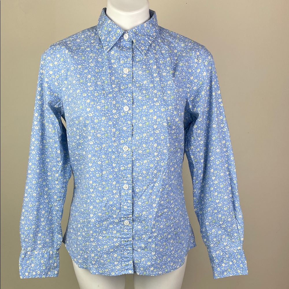 L.L. Bean Long Sleeve Button Down Blue Floral
